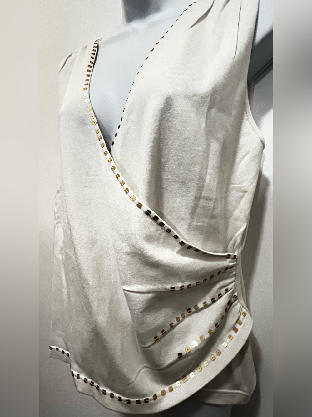 Ann Taylor silk blend Wrap-Style Blouse with Gold Accents.NWOT